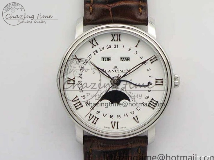 0326 Villeret 6651 SS ZF 1:1 Best Edition White Dial On Black Leather Strap A Practical 8098